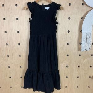 Lost + Wander Women’s Pick Me Black Shadow Stripe Smocked Midi Dress Size Small